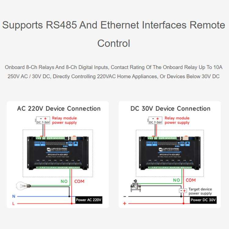 WAVESHARE RP2350 Industrial Control Board 8-Channel Network Relays Based On RP2350 Main Controlle...
