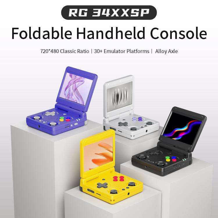 ANBERNIC RG 34XXSP 3.4-inch IPS Linux Retro Console, Quad-Core Cortex-A53, 5G WiFi, Clamshell wit...