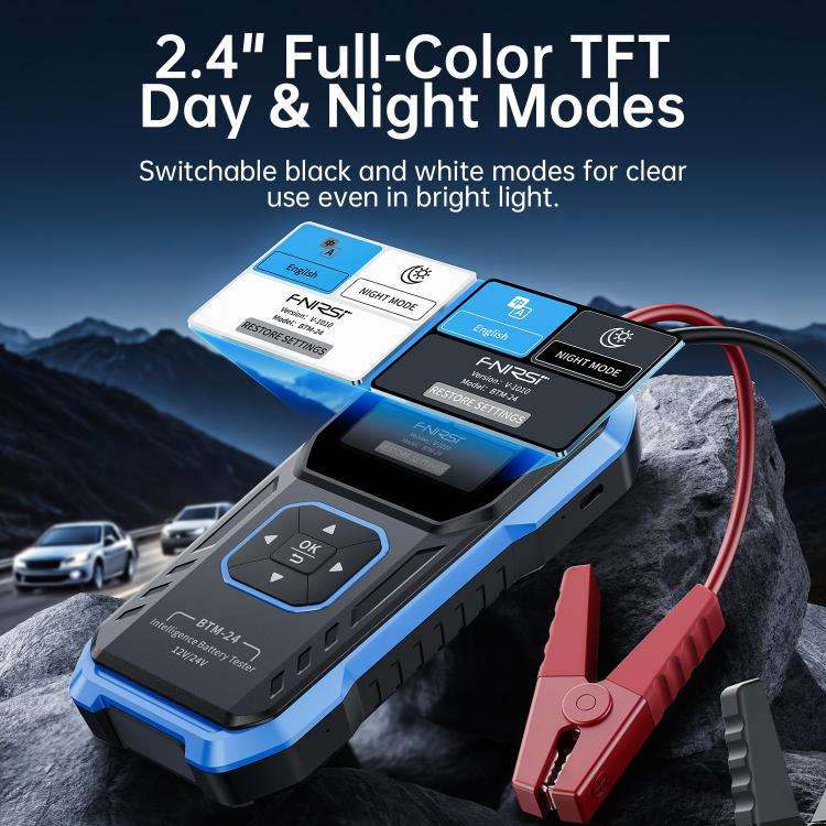 FNIRSI 12V/24V Automotive Battery Voltage And Capacity Tester, BTM-24
