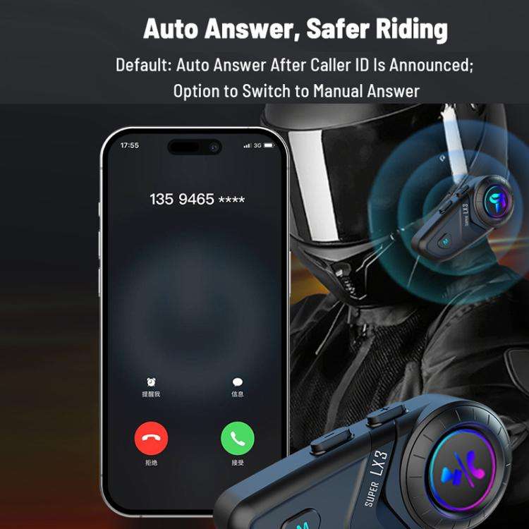 Motorcycle Helmet Waterproof Wireless Bluetooth Earphone, LX3