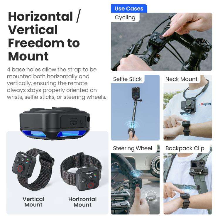 aMagisn Bluetooth Remote Controller 3.0 Universal Version For Insta360, GoPro Hero, Android/ios S...