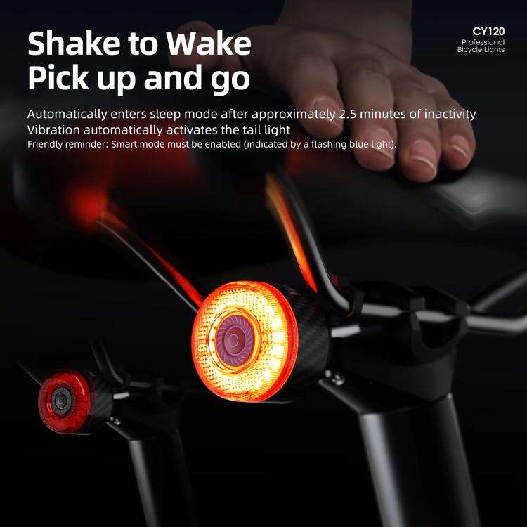 Bicycle Smart Braking Carbon Fiber Vibration Sensing Rear Light Warning Light, CY120