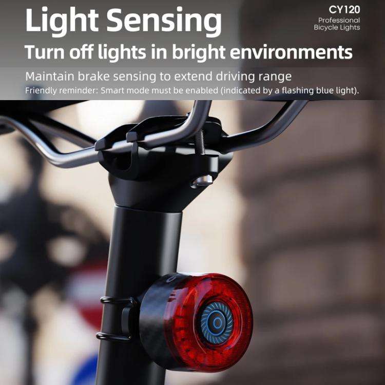 Bicycle Smart Braking Carbon Fiber Vibration Sensing Rear Light Warning Light, CY120