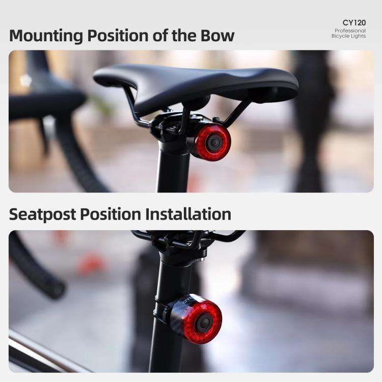 Bicycle Smart Braking Carbon Fiber Vibration Sensing Rear Light Warning Light, CY120