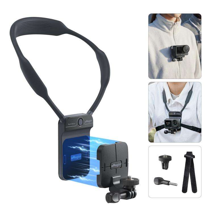 AMagisn Invisible Magnetic Neck Mount For First-Person View Vlogging Compatible With GoPro/Insta3...