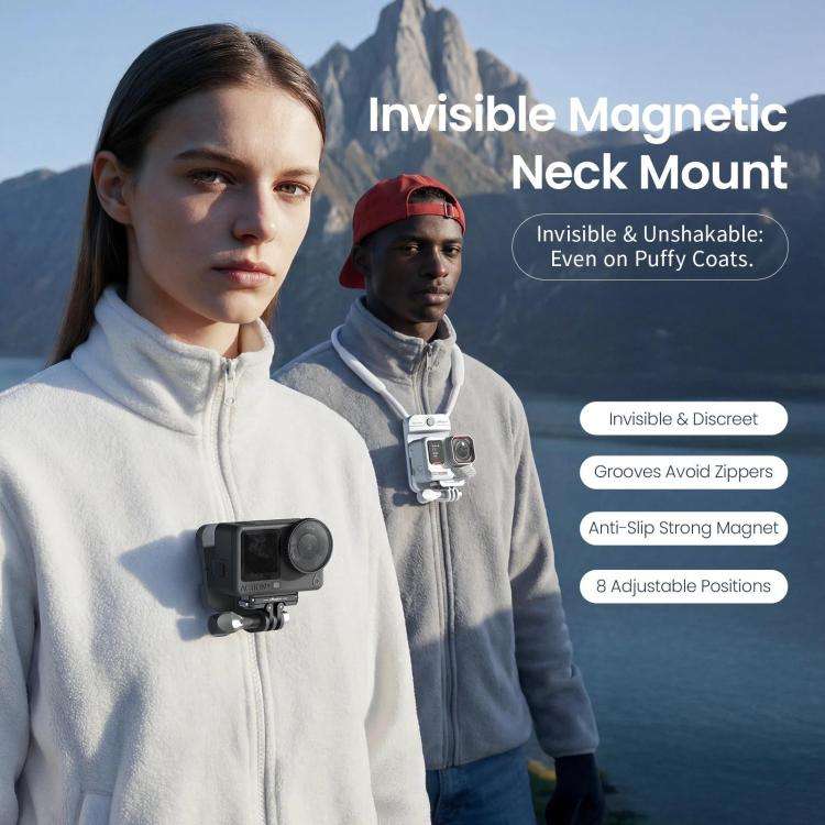 AMagisn Invisible Magnetic Neck Mount For First-Person View Vlogging Compatible With GoPro/Insta3...