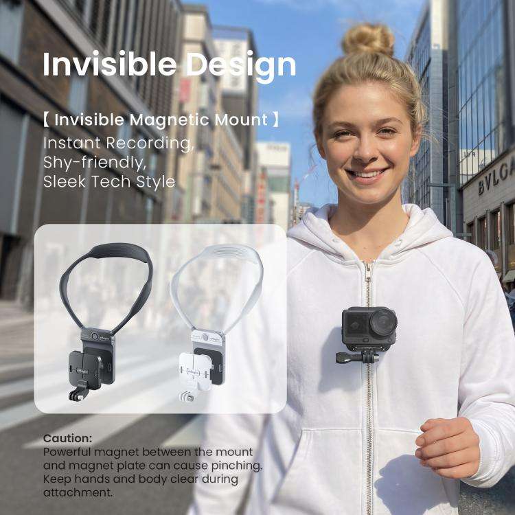 AMagisn Invisible Magnetic Neck Mount For First-Person View Vlogging Compatible With GoPro/Insta3...