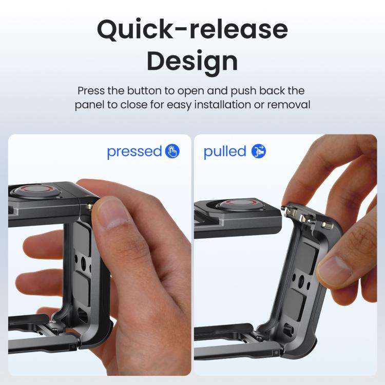 For DJI OSMO Action 5 Pro /4/3 aMagisn Metal Camera Cage2.0 Quick Release Protective Frame with S...