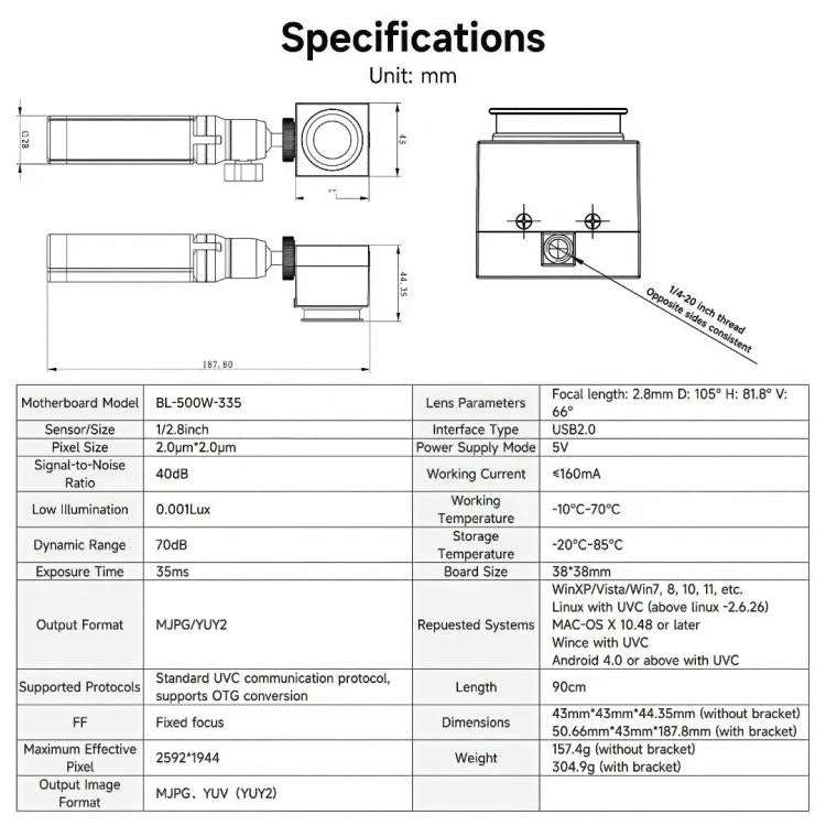 YAHBOOM Industrial USB AI Vision Camera 5MP Distortion-Free Lens, Above 2K Resolution For Raspber...