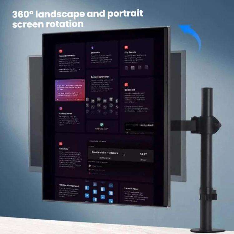 Desk Clamp Monitor Stand with Telescopic Arm, 40cm Height-Adjustable Pole Mount for Computer Scre...
