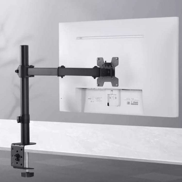 Desk Clamp Monitor Stand with Telescopic Arm, 40cm Height-Adjustable Pole Mount for Computer Scre...