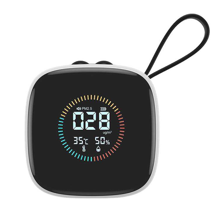 Mini PM2.5 Detector with Temperature & Humidity Monitor with Rechargeable Battery, Real-time LCD ...
