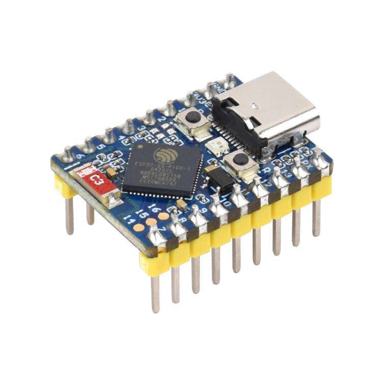 WAVESHARE 2.4GHz Wi-Fi Mini Development Board Based ESP32-S3 Dual-Core Processor, No Pin Header, ...