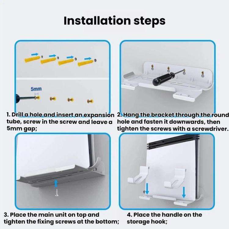 PGTECH GP-531 For PS5 Pro / PS5 Slim Wall Mount Game Console Organizer Rack