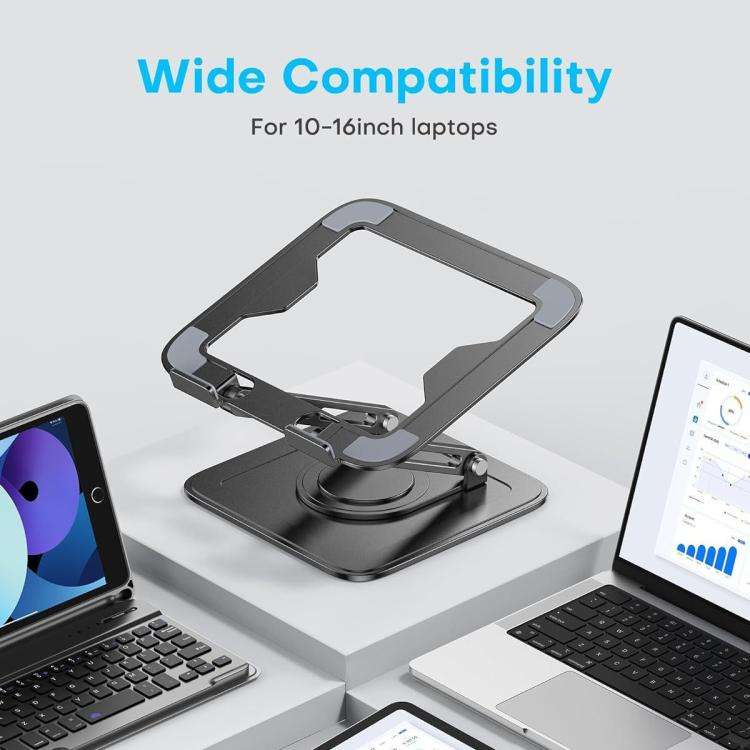 360 Degree Rotating Foldable Height Adjustable Ventilated Metal Computer Stand, NH-02Pro