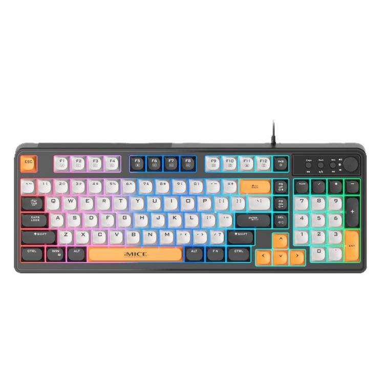 iMICE AK-300 99-key USB Backlit Multi-Color Keycap 1.5m Wired Gaming Keyboard With Dimmer Knob, A...