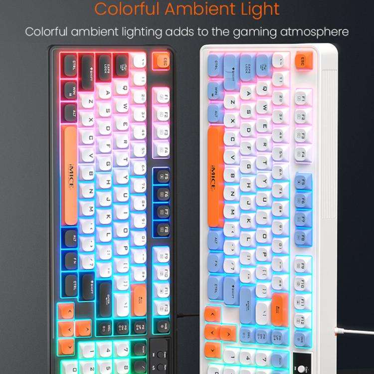 iMICE AK-300 99-key USB Backlit Multi-Color Keycap 1.5m Wired Gaming Keyboard With Dimmer Knob, A...