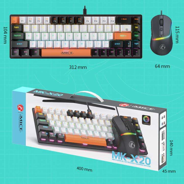 iMICE MK-X20 Adjustable RGB Lighting Wired Mechanical Gaming Keyboard Mouse
