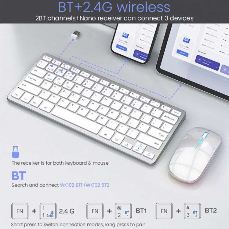 iMICE WK-102 Type-C Rechargeable Dual-Mode Wireless Keyboard and Mouse Set