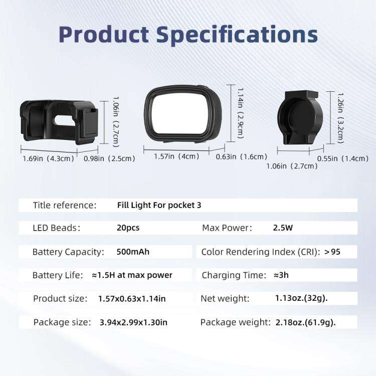 For DJI Pocket 3 Flymile Handheld Magnetic Fill Light For Photography