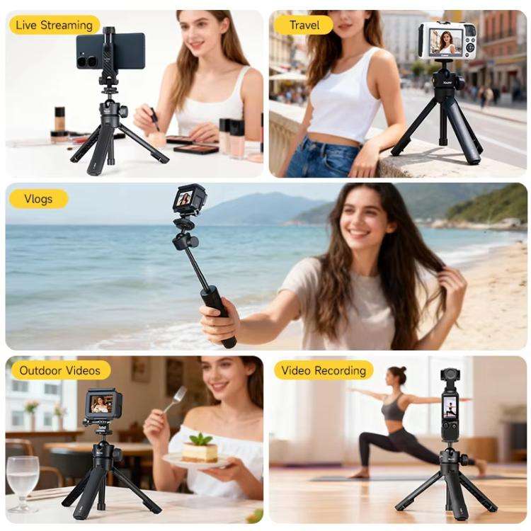 XILETU XS-21 Touch Ground Auto-Open Tripod Selfie Stick Extendable Pole With Universal Metal Ball...