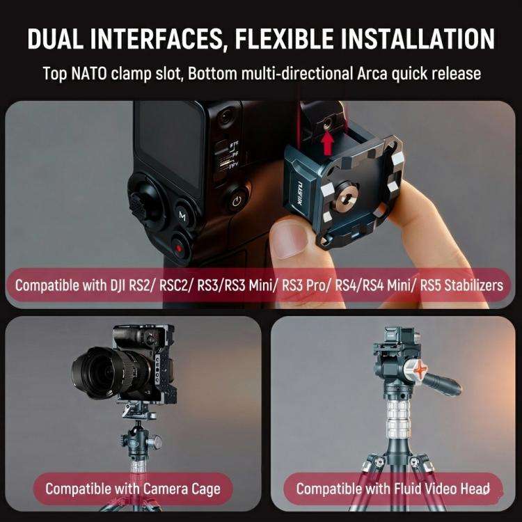 NATO Rail Clamp For DJI RS Series Stabilizer Arca-Swiss Compatible QR Mount Adapter, XILETU PC-38...