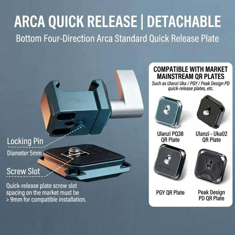 NATO Rail Clamp For DJI RS Series Stabilizer Arca-Swiss Compatible QR Mount Adapter, XILETU PC-38...