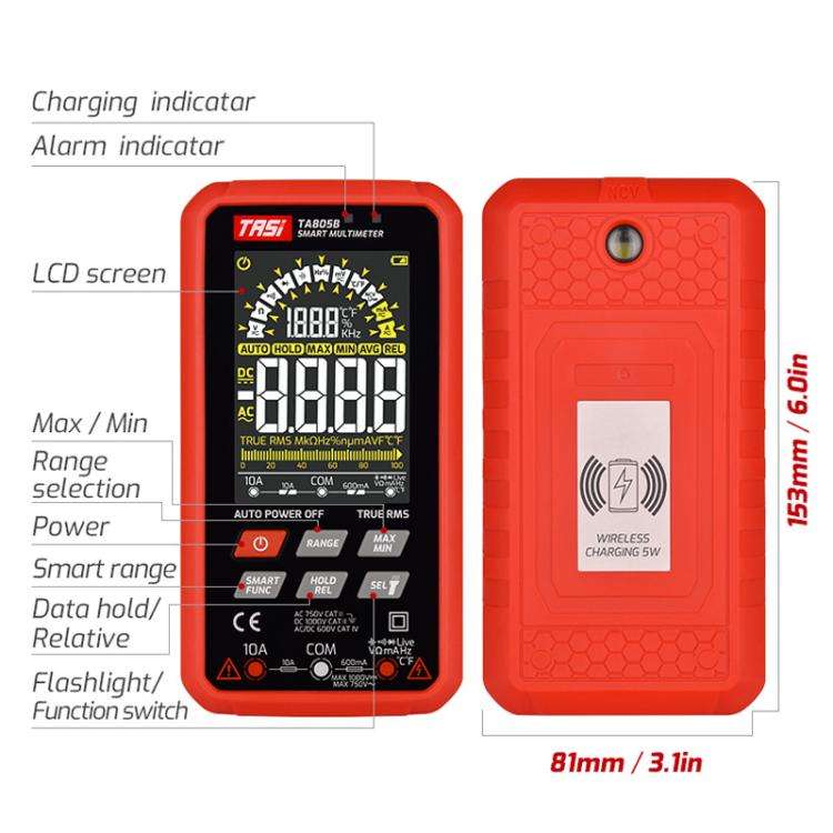 Large Screen Digital Fully Automatic Smart Multimeter, TASI TA805A Battery-powered, TASI TA805B R...