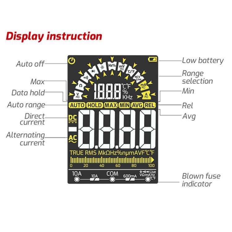 Large Screen Digital Fully Automatic Smart Multimeter, TASI TA805A Battery-powered, TASI TA805B R...