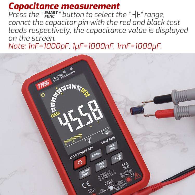 Large Screen Digital Fully Automatic Smart Multimeter, TASI TA805A Battery-powered, TASI TA805B R...