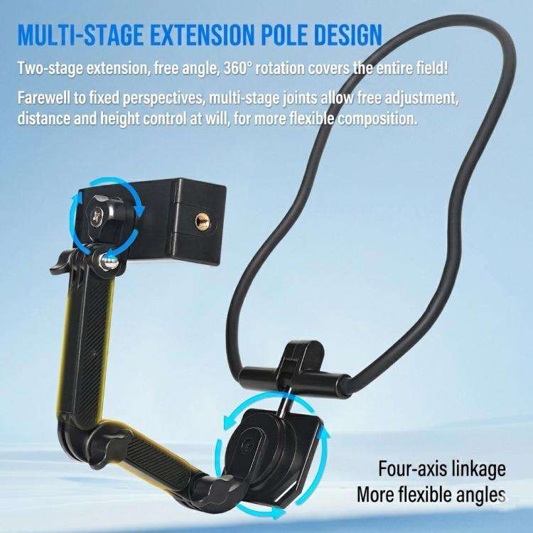 POV Neck Mount For Cell Phone & Action Camera Quick-Release Neck Holder With Extension Rod, Stand...