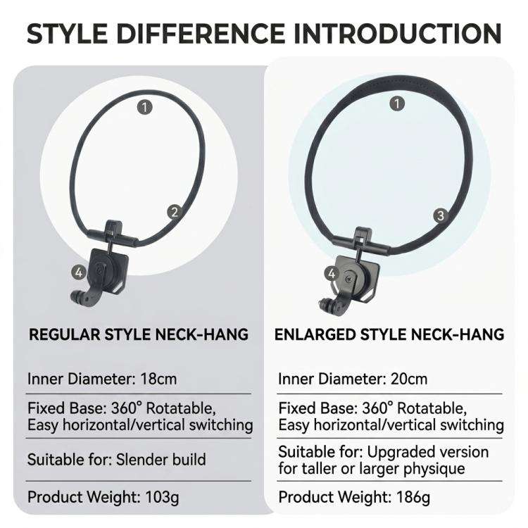 POV Neck Mount For Cell Phone & Action Camera Quick-Release Neck Holder With Extension Rod, Stand...