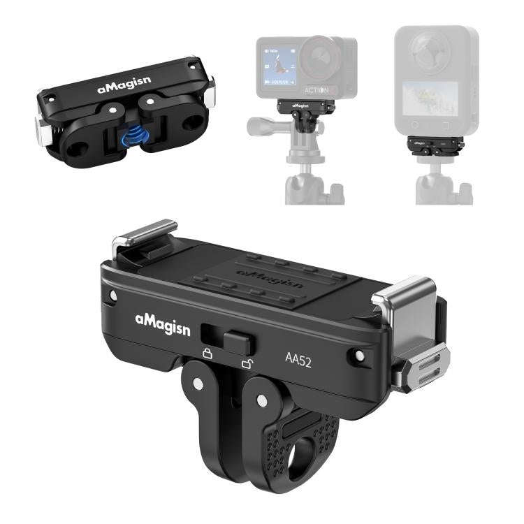 aMagisn Metal Magnetic Quick Release Mount 2.0 Lockable Adapter for DJI Osmo 360/ Action 5 Pro/4/...