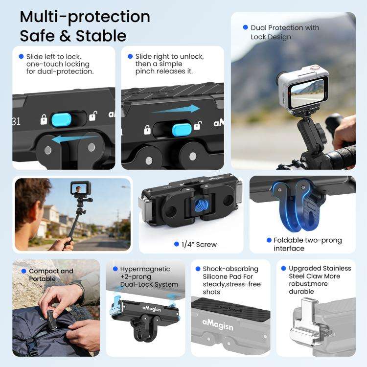 For Insta360 GO Ultra aMagisn Metal Magnetic Quick Release Mount 2.0 Lockable Adapter, For Insta3...