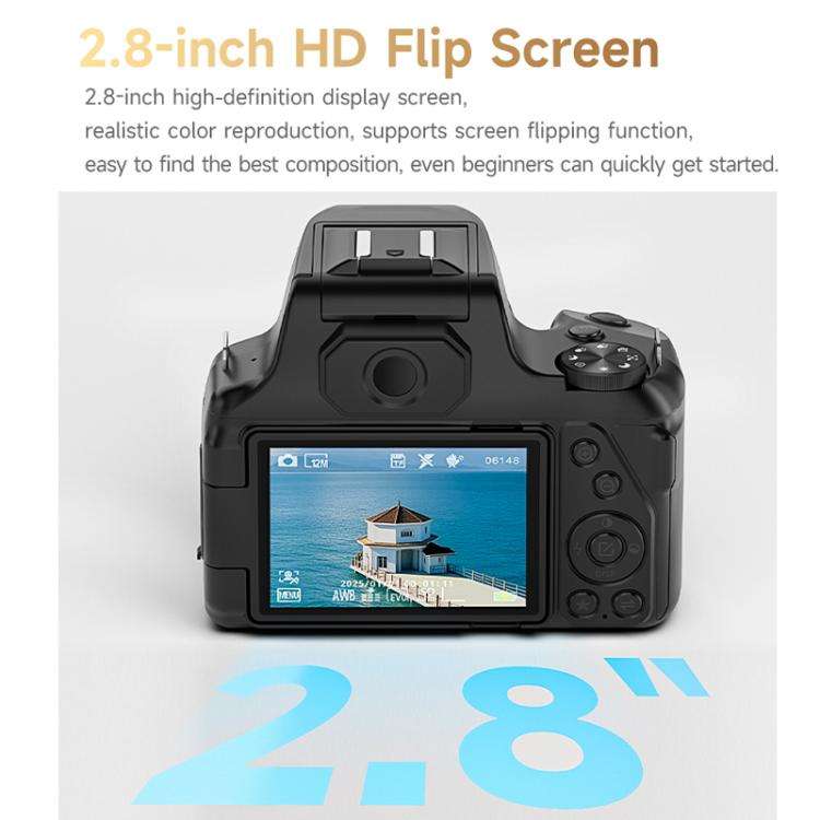 4K Flip-Screen High-Definition Waist-Level Viewfinder SLR Digital Camera, DC207, DC20 + Flash + C...