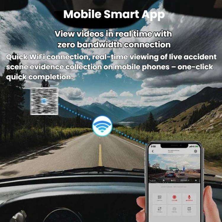 A9 HD Night Vision Dash Camera 360-Degree Parking Monitor With Mobile Phone Connection, Front+Lef...