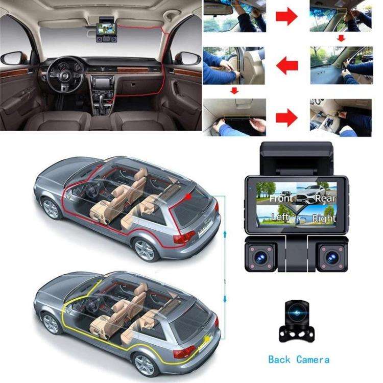 A9 HD Night Vision Dash Camera 360-Degree Parking Monitor With Mobile Phone Connection, Front+Lef...
