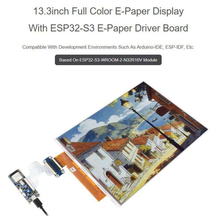 ESP32-S3 13.3 Inch Full Color E-Paper Display Onboard Audio Codec Chip Support WiFi & Bluetooth 5...