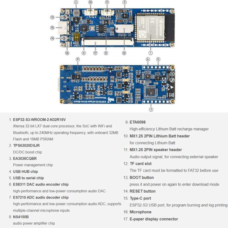 ESP32-S3 13.3 Inch Full Color E-Paper Display Onboard Audio Codec Chip Support WiFi & Bluetooth 5...