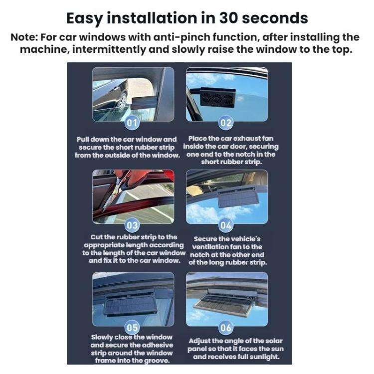 3 In 1 Solar-Powered Vehicle-Mounted Ventilation Cooling Circulating Exhaust Fan