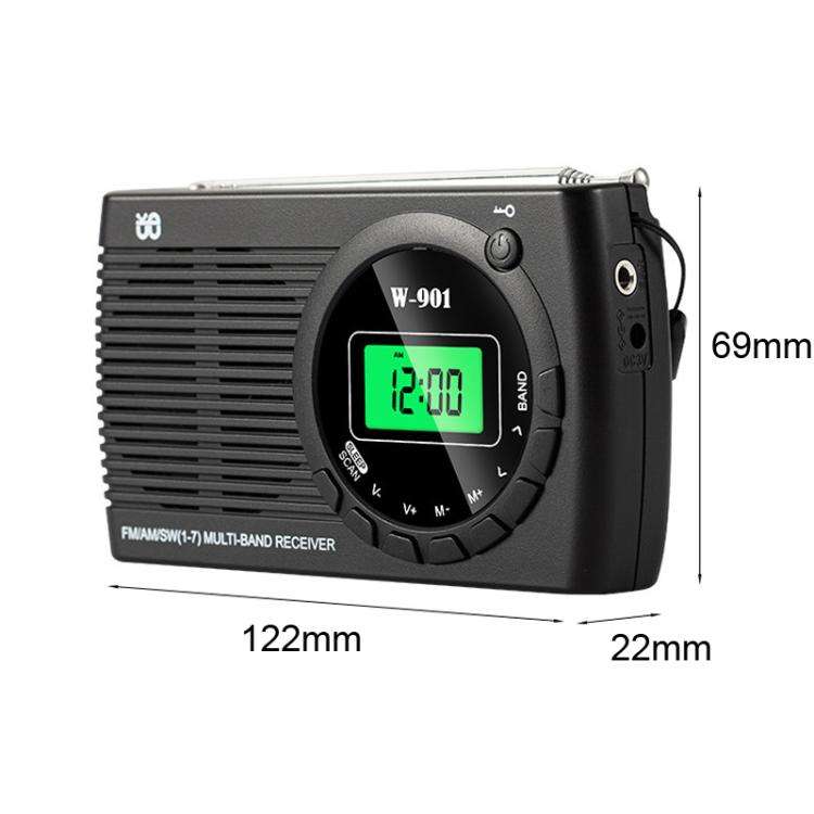 FM/AM/SW Multi-Band LCD Screen Clock-Controlled Stereo Radio, For EU, For US