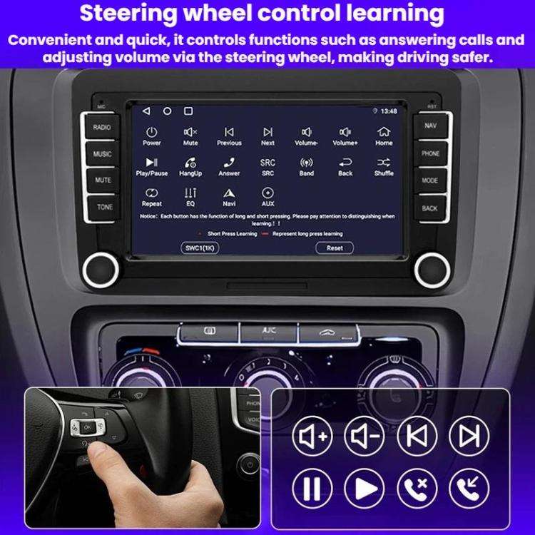 7-Inch Car Navigation System With Wireless Bluetooth CarPlay For Volkswagen, Quad-core 2GB+32GB, ...