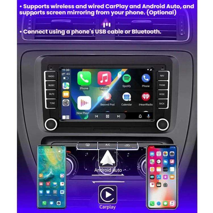 7-Inch Car Navigation System With Wireless Bluetooth CarPlay For Volkswagen, Quad-core 2GB+32GB, ...