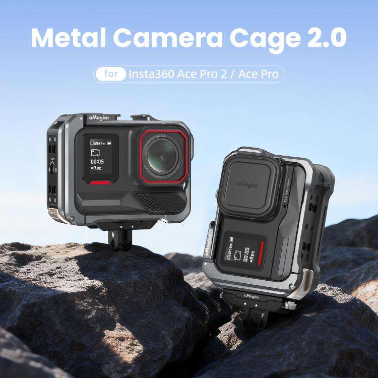 For Insta360 Ace Pro 2 / Ace Pro AMagisn Metal Camera Cage 2.0 With Quick-Switch Vertical/Horizon...