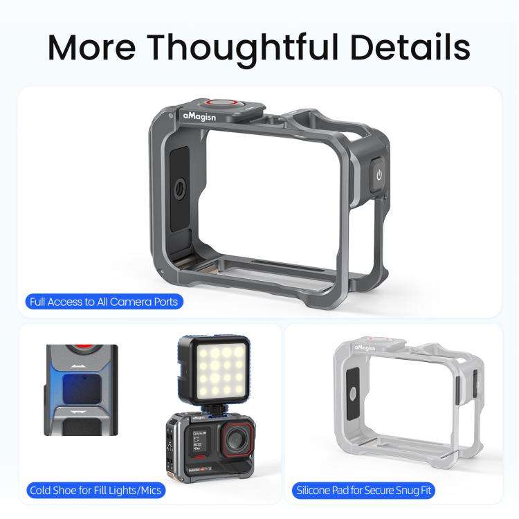 For Insta360 Ace Pro 2 / Ace Pro AMagisn Metal Camera Cage 2.0 With Quick-Switch Vertical/Horizon...