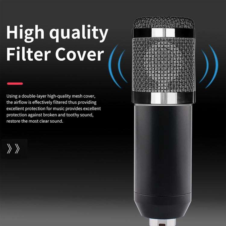 Dual BM800 Condenser Microphone with V8S Live Sound Card Kit Podcast Equipment Bundle Adjustable ...