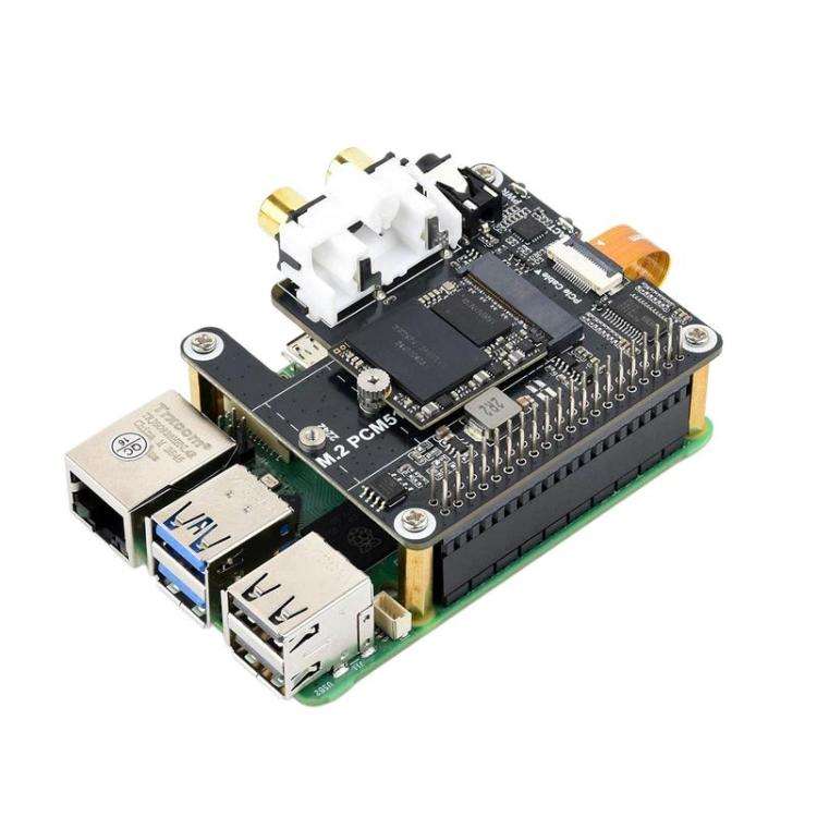 For Raspberry Pi 5 PCIe To M.2 HAT With I2S Audio Extension Supports NVMe Protocol Solid State Dr...