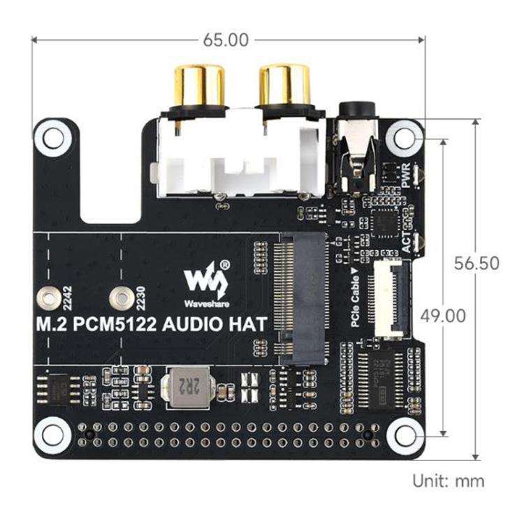 For Raspberry Pi 5 PCIe To M.2 HAT With I2S Audio Extension Supports NVMe Protocol Solid State Dr...