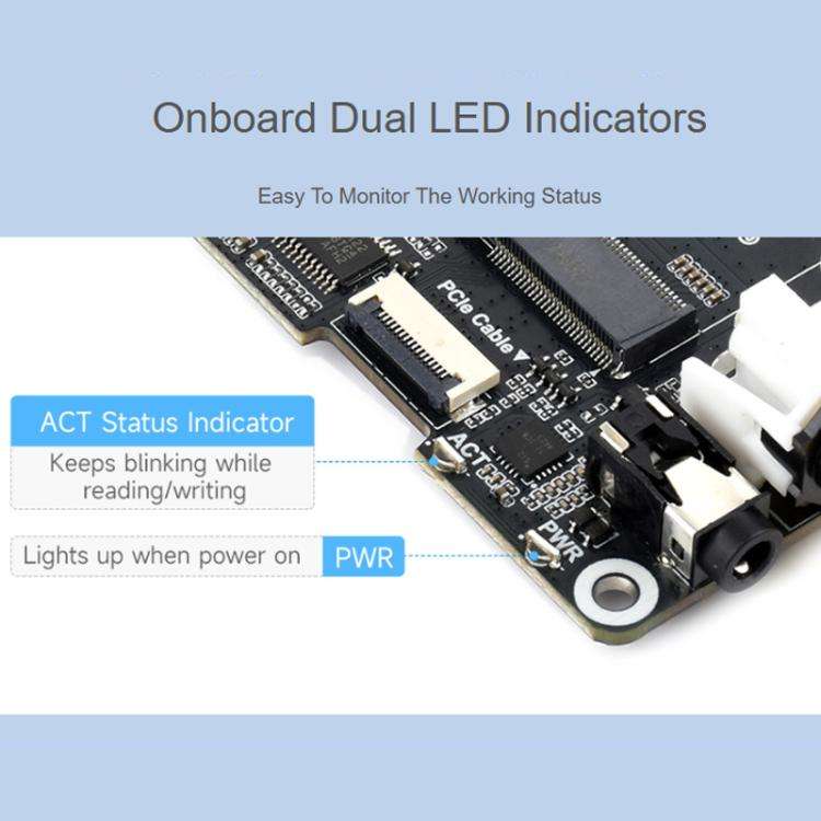 For Raspberry Pi 5 PCIe To M.2 HAT With I2S Audio Extension Supports NVMe Protocol Solid State Dr...