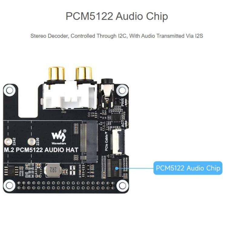 For Raspberry Pi 5 PCIe To M.2 HAT With I2S Audio Extension Supports NVMe Protocol Solid State Dr...